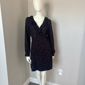POPSUGAR Black Multicolor Long Sleeve Wrap Dress
